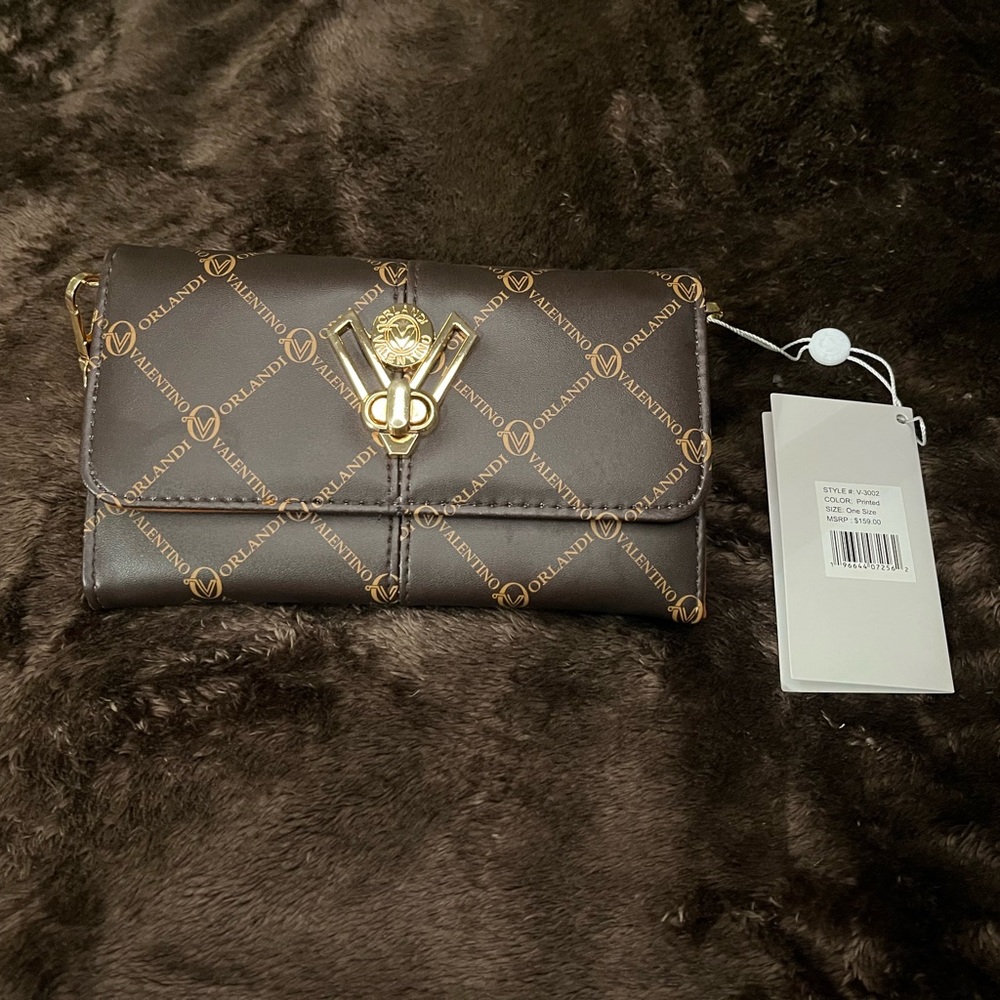 Brown Valentino Orlandi Clutch with Gold Hardware
